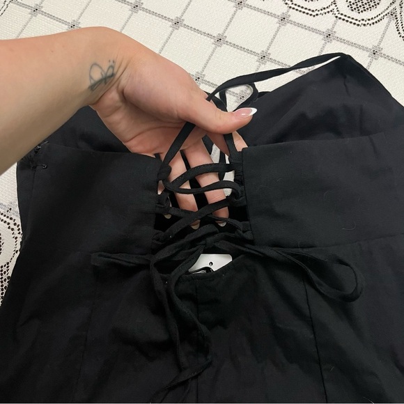 NWT Haute Monde Black Mini Dress – Lace-Up Back size Large - Picture 5 of 8
